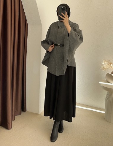 26133 Oversize Tüylü Kaban SİYAH