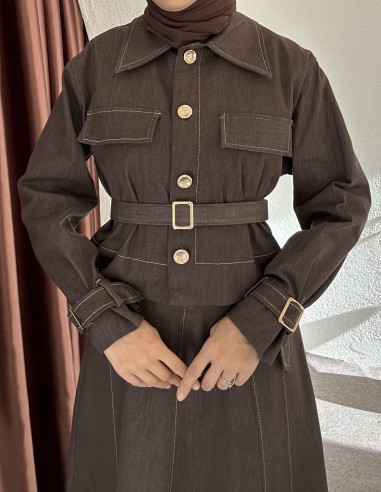 26133 Oversize Tüylü Kaban KAHVERENGİ