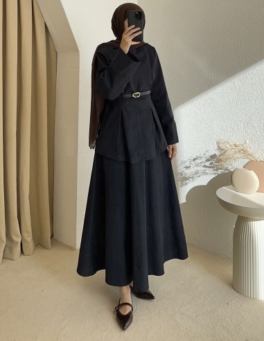 HY26001 Lalin Elbise LACİVERT V2